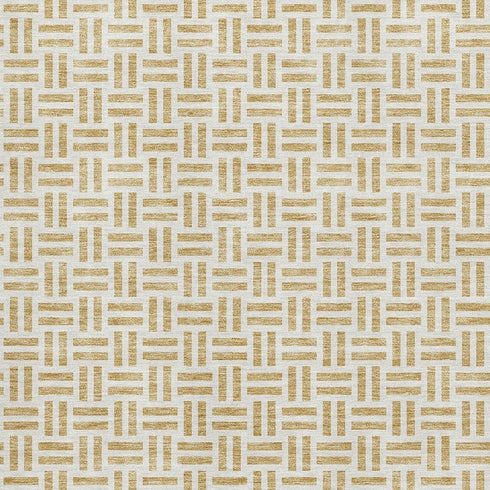 8' X 10' Gold And Ivory Geometric Washable Area Rug With UV Protection