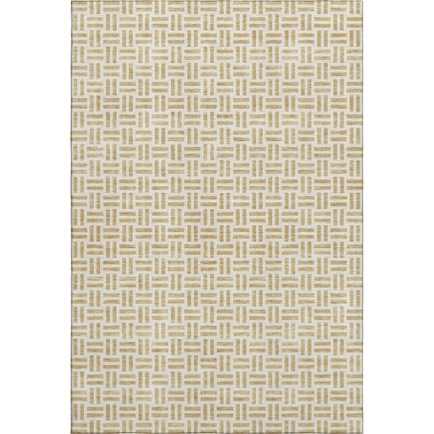 9' X 12' Gold And Ivory Geometric Washable Area Rug With UV Protection