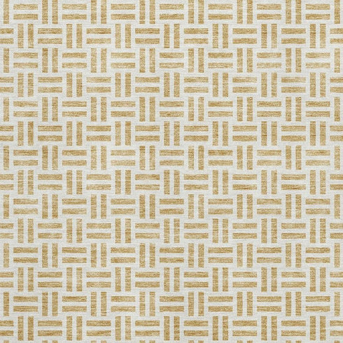 9' X 12' Gold And Ivory Geometric Washable Area Rug With UV Protection