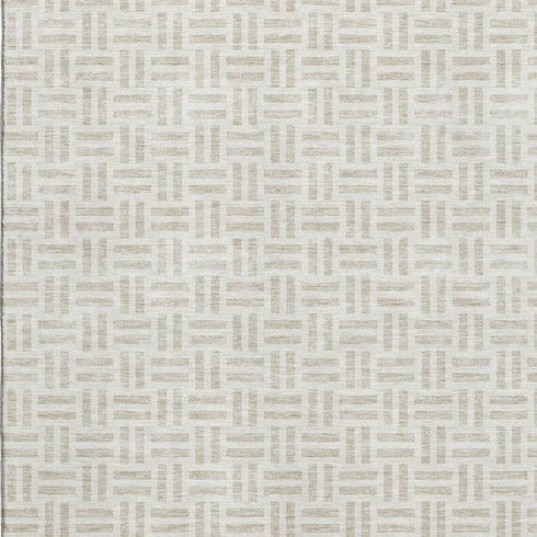 5' X 8' Ivory And Beige Geometric Washable Area Rug With UV Protection