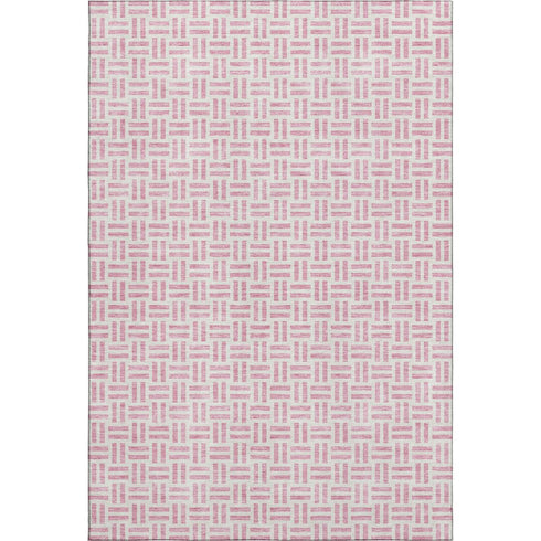 8' X 10' Pink And Ivory Geometric Washable Area Rug With UV Protection