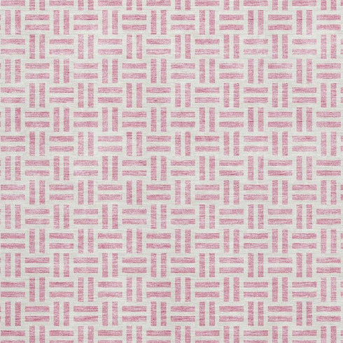 8' X 10' Pink And Ivory Geometric Washable Area Rug With UV Protection