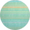 8' Aqua Yellow And Peach Striped Washable Round Rug With UV Protection