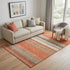 5' X 8' Coral Gray And Beige Striped Washable Area Rug With UV Protection