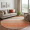 8' Coral Gray And Beige Striped Washable Round Rug With UV Protection