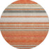 8' Coral Gray And Beige Striped Washable Round Rug With UV Protection