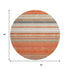 8' Coral Gray And Beige Striped Washable Round Rug With UV Protection