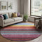 8' Lavender Red And Orange Striped Washable Round Rug With UV Protection
