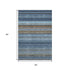 5' X 8' Navy Blue Brown And Taupe Striped Washable Area Rug With UV Protection