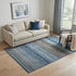 5' X 8' Navy Blue Brown And Taupe Striped Washable Area Rug With UV Protection