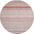 8' Pink Burgundy And Ivory Striped Washable Round Rug With UV Protection