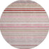 8' Pink Burgundy And Ivory Striped Washable Round Rug With UV Protection