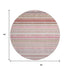 8' Pink Burgundy And Ivory Striped Washable Round Rug With UV Protection