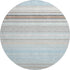 8' Sky Blue Gray And Ivory Striped Washable Round Rug With UV Protection