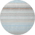 8' Sky Blue Gray And Ivory Striped Washable Round Rug With UV Protection