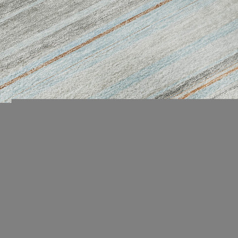 9' X 12' Sky Blue Gray And Ivory Striped Washable Area Rug With UV Protection