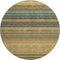 8' Wheat Teal And Brown Striped Washable Round Rug With UV Protection