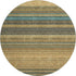 8' Wheat Teal And Brown Striped Washable Round Rug With UV Protection