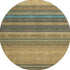 8' Wheat Teal And Brown Striped Washable Round Rug With UV Protection