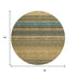 8' Wheat Teal And Brown Striped Washable Round Rug With UV Protection
