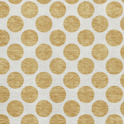 5' X 8' Gold And Ivory Polka Dot Washable Area Rug With UV Protection