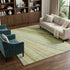 8' X 10' Artichoke Green Brown And Beige Striped Washable Area Rug With UV Protection