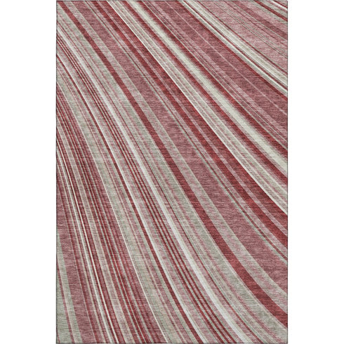 5' X 8' Burgundy Gray And Ivory Striped Washable Area Rug With UV Protection