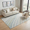 5' X 8' Ivory Green And Beige Striped Washable Area Rug With UV Protection