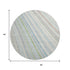 8' Ivory Green And Beige Striped Washable Round Rug With UV Protection
