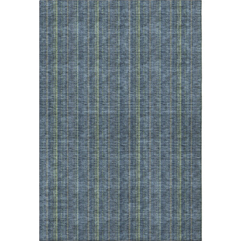 5' X 8' Blue And Green Striped Washable Area Rug With UV Protection