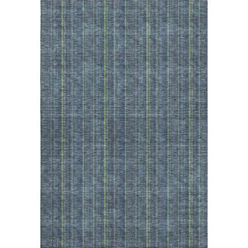 8' X 10' Blue And Green Striped Washable Area Rug With UV Protection