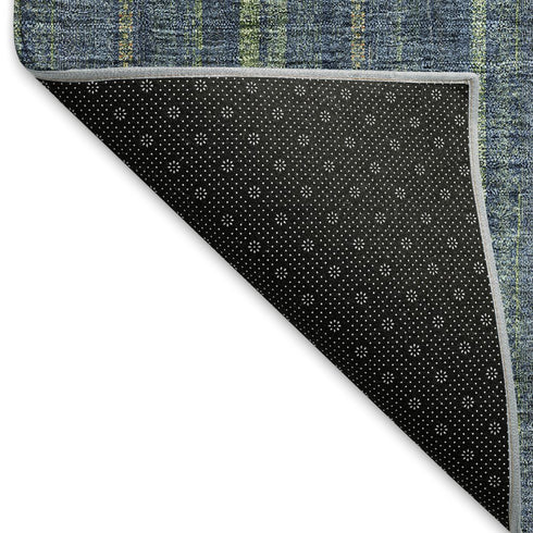 8' X 10' Blue And Green Striped Washable Area Rug With UV Protection