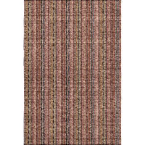5' X 8' Blush Purple And Orange Striped Washable Area Rug With UV Protection