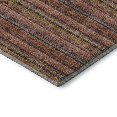 5' X 8' Blush Purple And Orange Striped Washable Area Rug With UV Protection