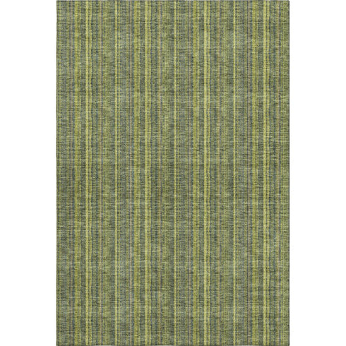 5' X 8' Olive Green And Navy Blue Striped Washable Area Rug With UV Protection