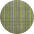 8' Olive Green And Navy Blue Striped Washable Round Rug With UV Protection