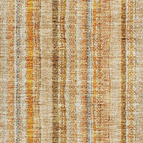 8' X 10' Peach Beige And Orange Striped Washable Area Rug With UV Protection