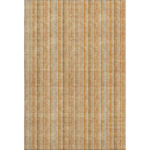8' X 10' Peach Beige And Orange Striped Washable Area Rug With UV Protection