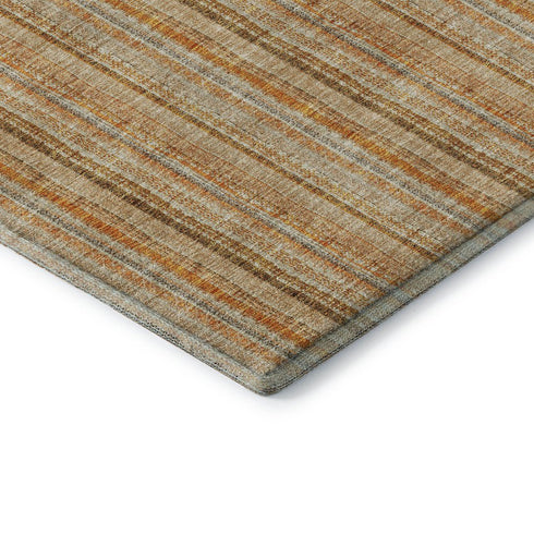 8' X 10' Peach Beige And Orange Striped Washable Area Rug With UV Protection
