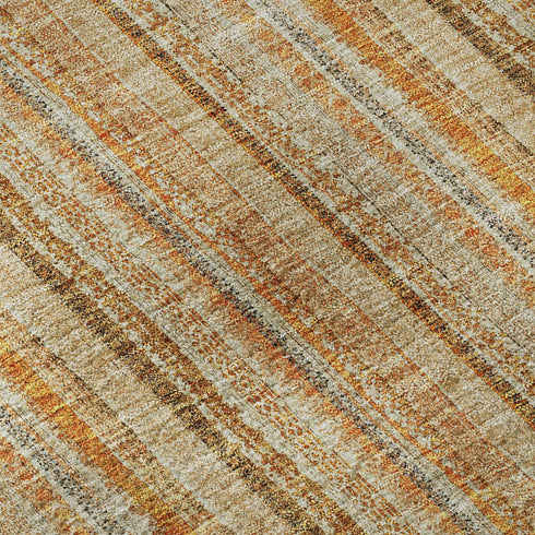8' X 10' Peach Beige And Orange Striped Washable Area Rug With UV Protection