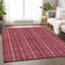 8' X 10' Pink And Ivory Striped Washable Area Rug With UV Protection