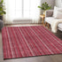 8' X 10' Pink And Ivory Striped Washable Area Rug With UV Protection