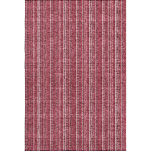 8' X 10' Pink And Ivory Striped Washable Area Rug With UV Protection