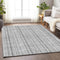8' X 10' Silver And Gray Striped Washable Area Rug With UV Protection