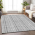 8' X 10' Silver And Gray Striped Washable Area Rug With UV Protection