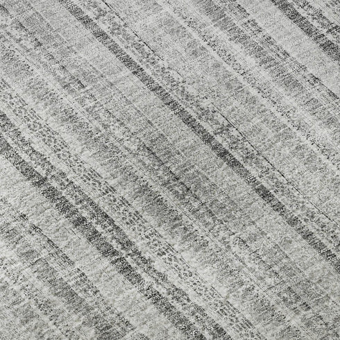 8' X 10' Silver And Gray Striped Washable Area Rug With UV Protection