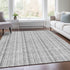 8' X 10' Silver And Gray Striped Washable Area Rug With UV Protection