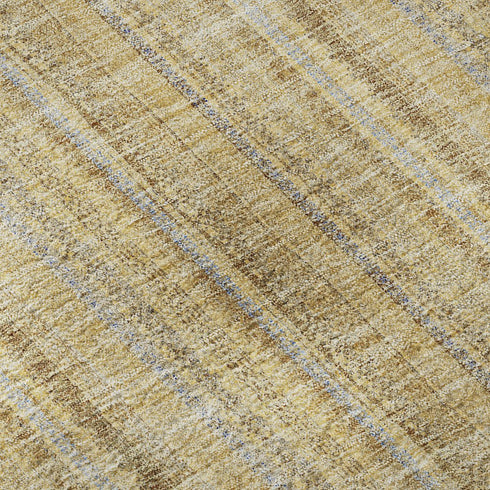 8' X 10' Wheat Gray And Gold Striped Washable Area Rug With UV Protection