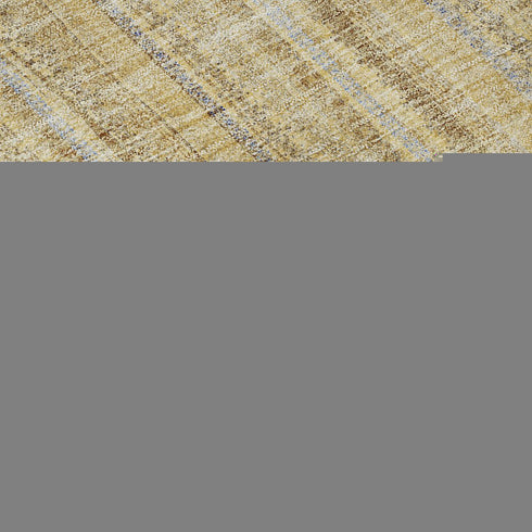 8' X 10' Wheat Gray And Gold Striped Washable Area Rug With UV Protection