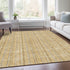 8' X 10' Wheat Gray And Gold Striped Washable Area Rug With UV Protection
